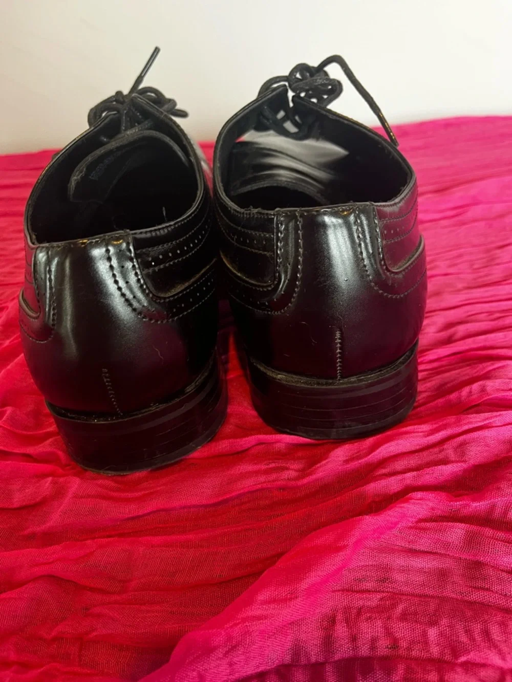 Stacy Adams Black Leather Cap-Toe Derby Oxfords
